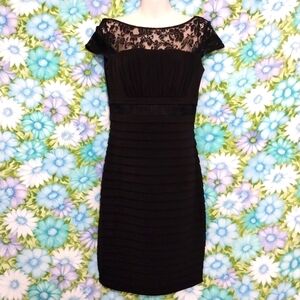 🔵BOGO FREE🔵 Sangria Black Fitted Dress w Lace Sz 4